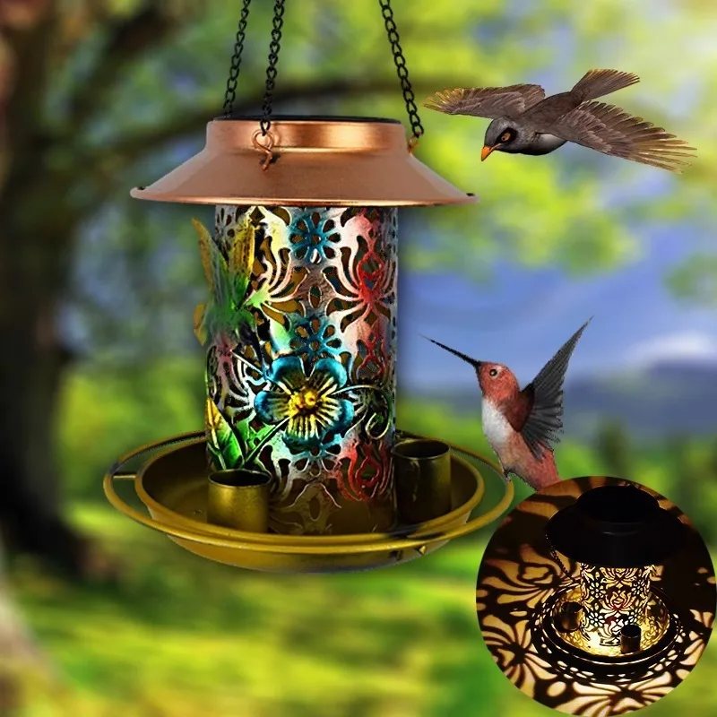 2026 New Solar Outdoor Garden Light with Bird Feeder, Creative Hanging Landscape Lamp for Balcony Lighting & Bird Feeding