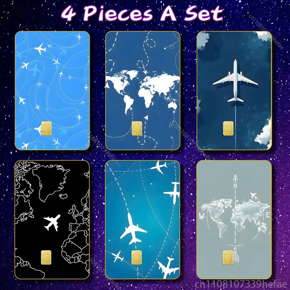Airplane Route Desian Cover Skin HD Stickers Game Card Decal Scratch-resistant For Credit Debit Card Small Large Chip
