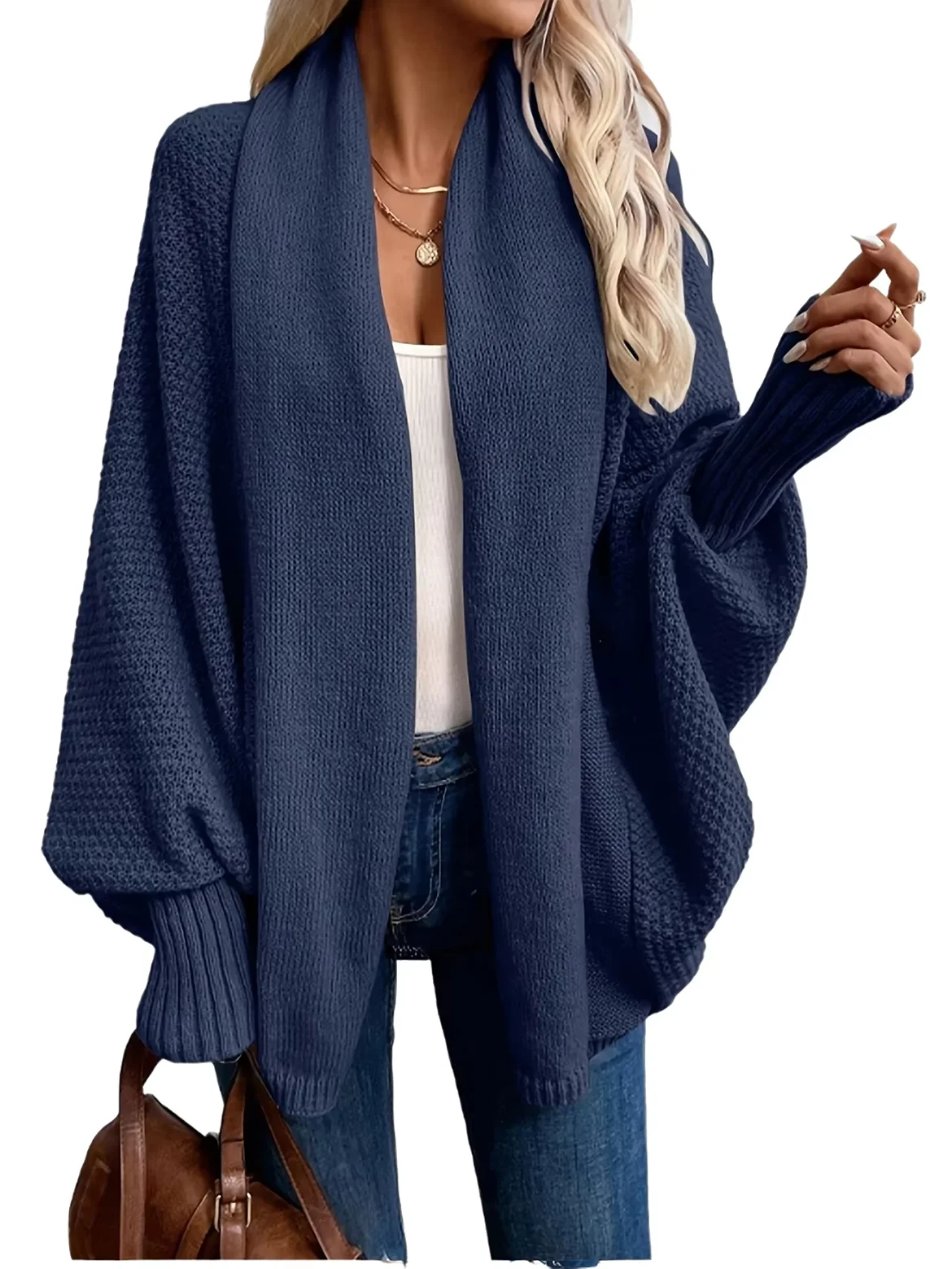 Oversized Batwing Chunky Knit Cardigan For Women Casual Open Front Loose Sweater Coat Fall Winter Solid Color Knitted Outerwea