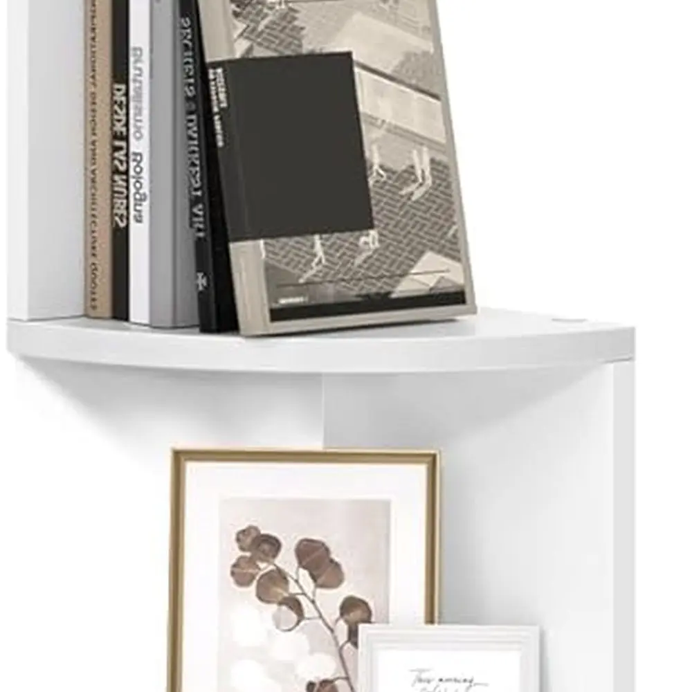 5-Tier Corner Floating Shelf, White Cloud Design, Multi-Purpose for Home, Office, and Bathroom