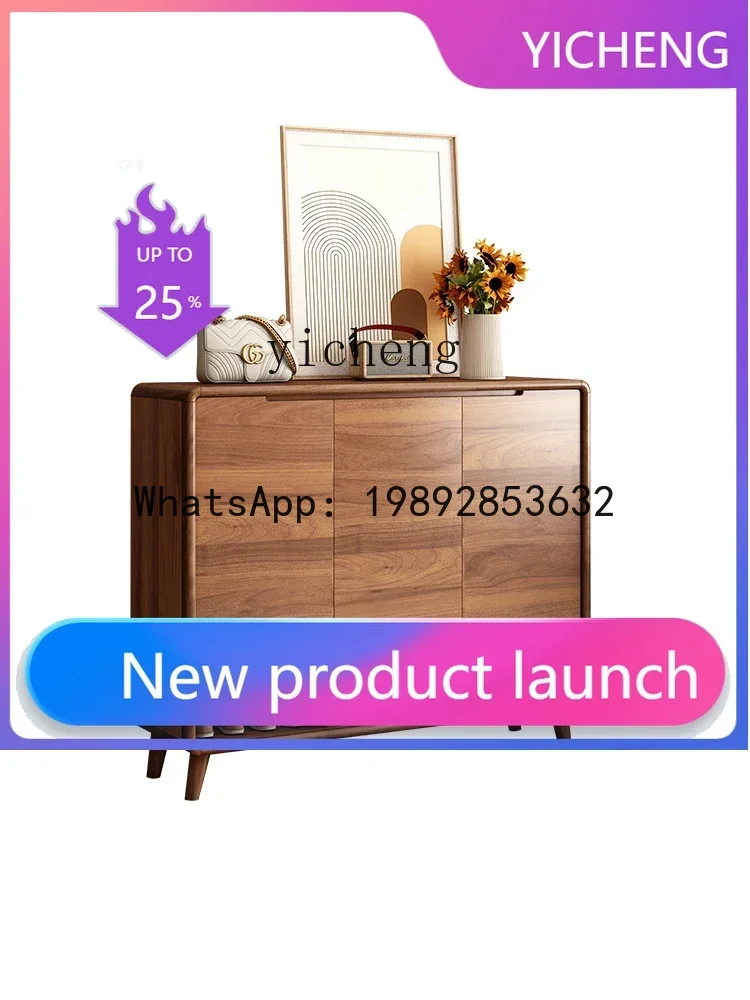 

New Chinese Style Shoe Cabinet Home Doorway Solid Wood Frame Large Capacity Indoor Chinese Style Entrance Cabinet