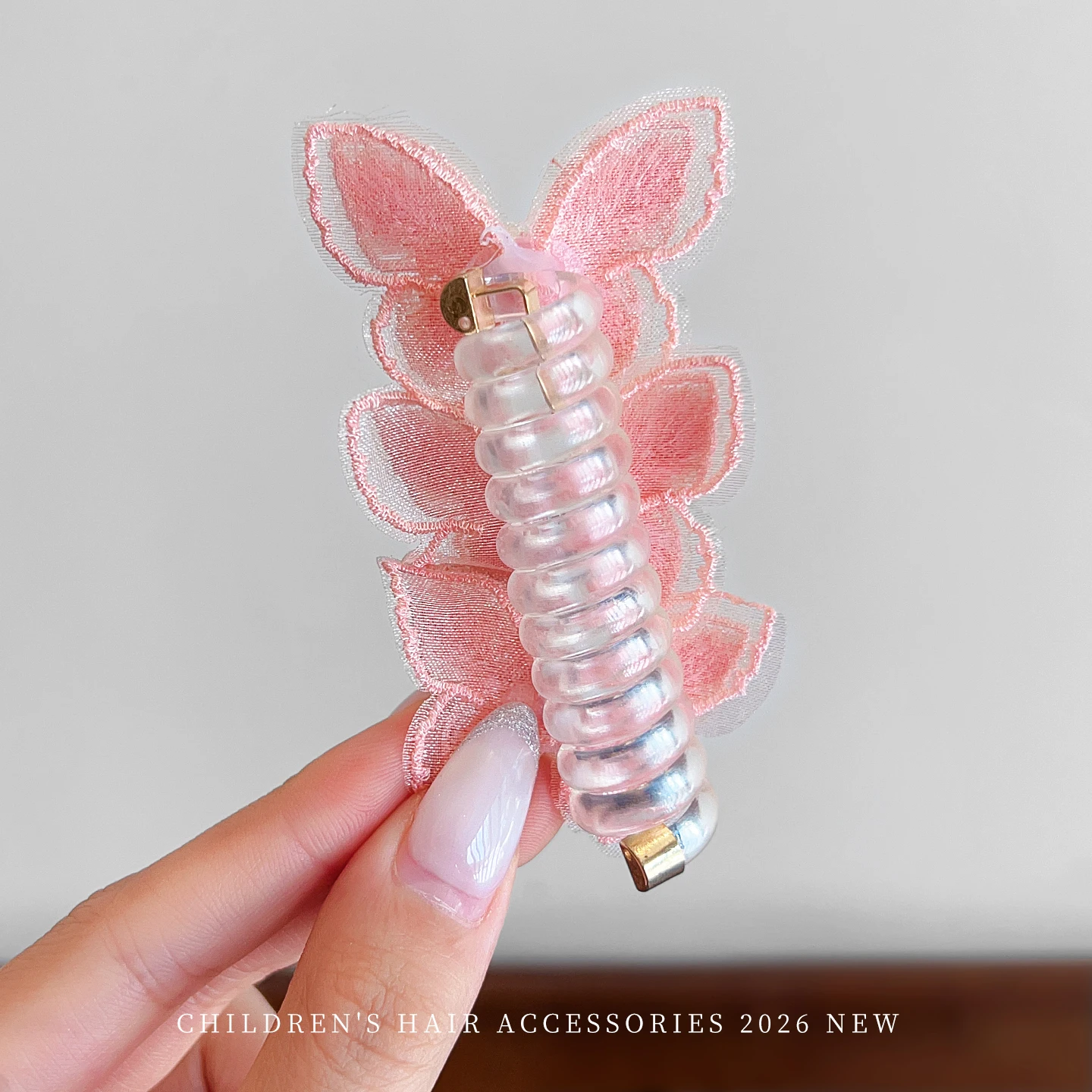 2026 Neue bestickte Schmetterlings-Telefonkabel-Haargummis für Damen und Mädchen – Modische rosa-lila elastische Haarbänder – Detail 8