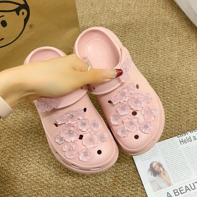 Crystal Flower Cave  Shoe Charms For Clogs Bubble Slides Sandals Removable DIY Shoe Decorations Accessories Christmas Gifts