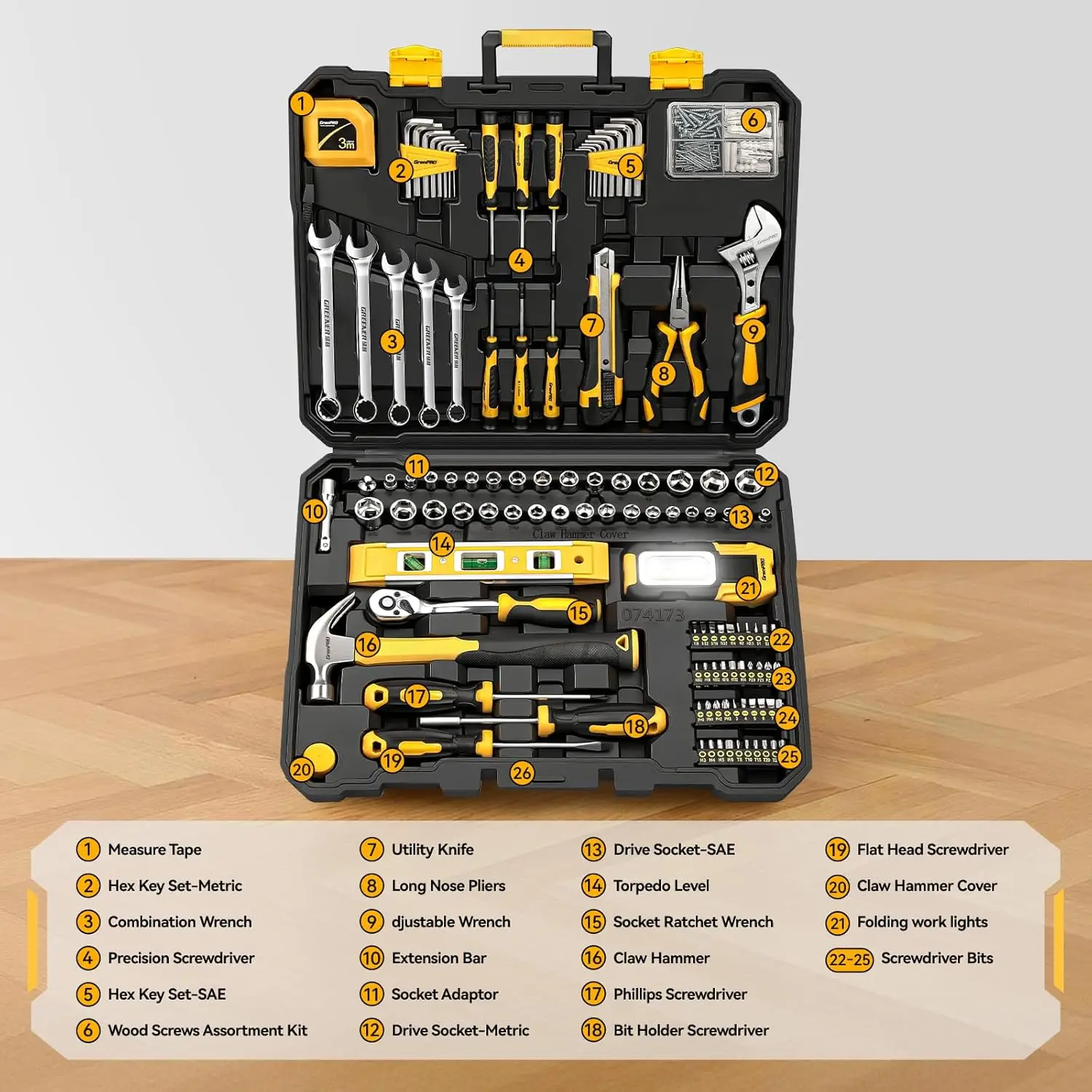 219PCS Tool Set Tool Kit For Home, Car Motorcycle Automotive Basic Dorm Starter Household Hand Tool Kits, Mechanics Tools Set