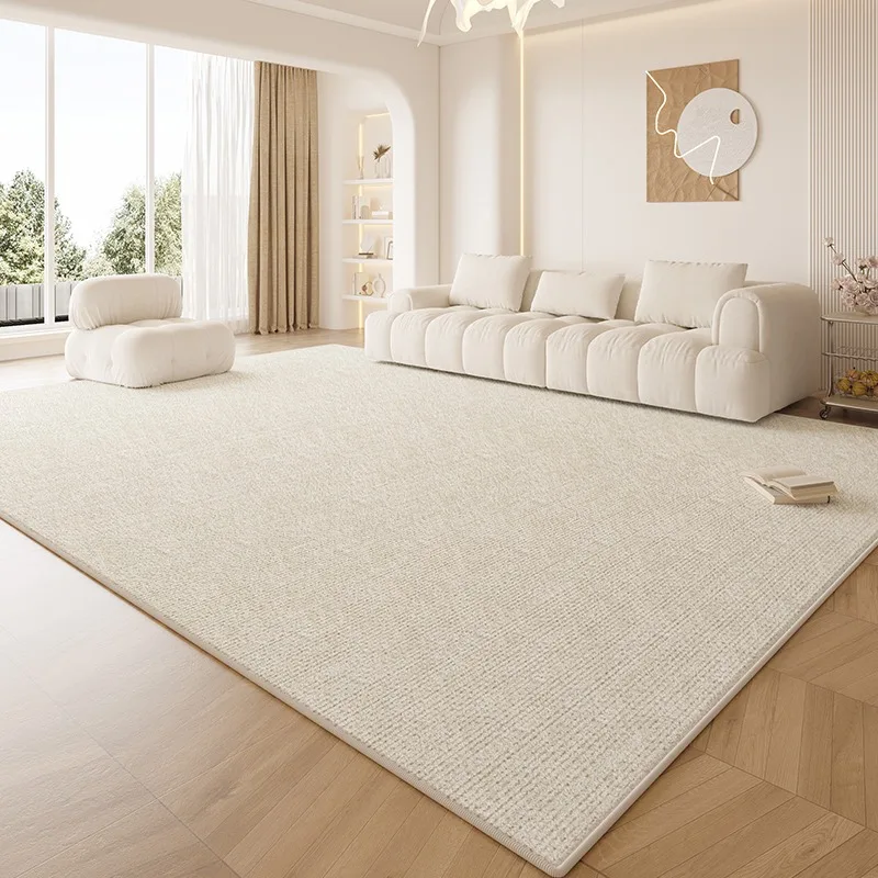 Carpet for Living Room Bedroom Cream Style Solid Color Waterproof Free Care Floor Mat Free Wash Wipeable Sofa Coffee Table Rug 4