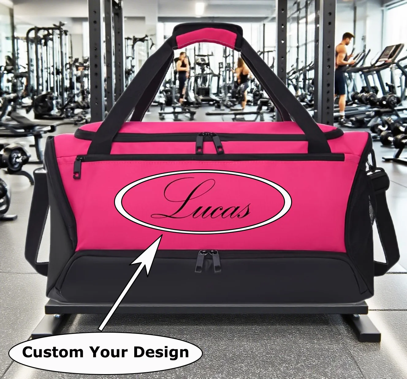 اسم مخصص حقيبة كروسبودي لصالة الألعاب الرياضية حقيبة اليوغا شعار شخصي السفر حقيبة القماش الخشن الرطب الجاف المقصورات جيب الأحذية المستقلة #1