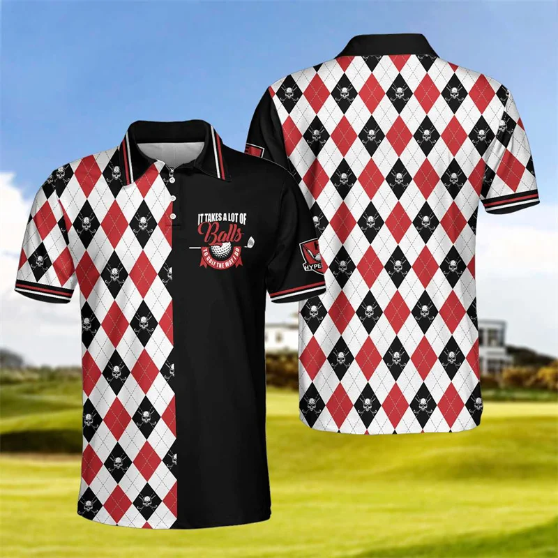 Harajuku Fashion Skull 3D Print Short Sleeve Polo Shirts For Men Clothes Funny Golf Tshirts Luxury Checkered Button POLO Shirt