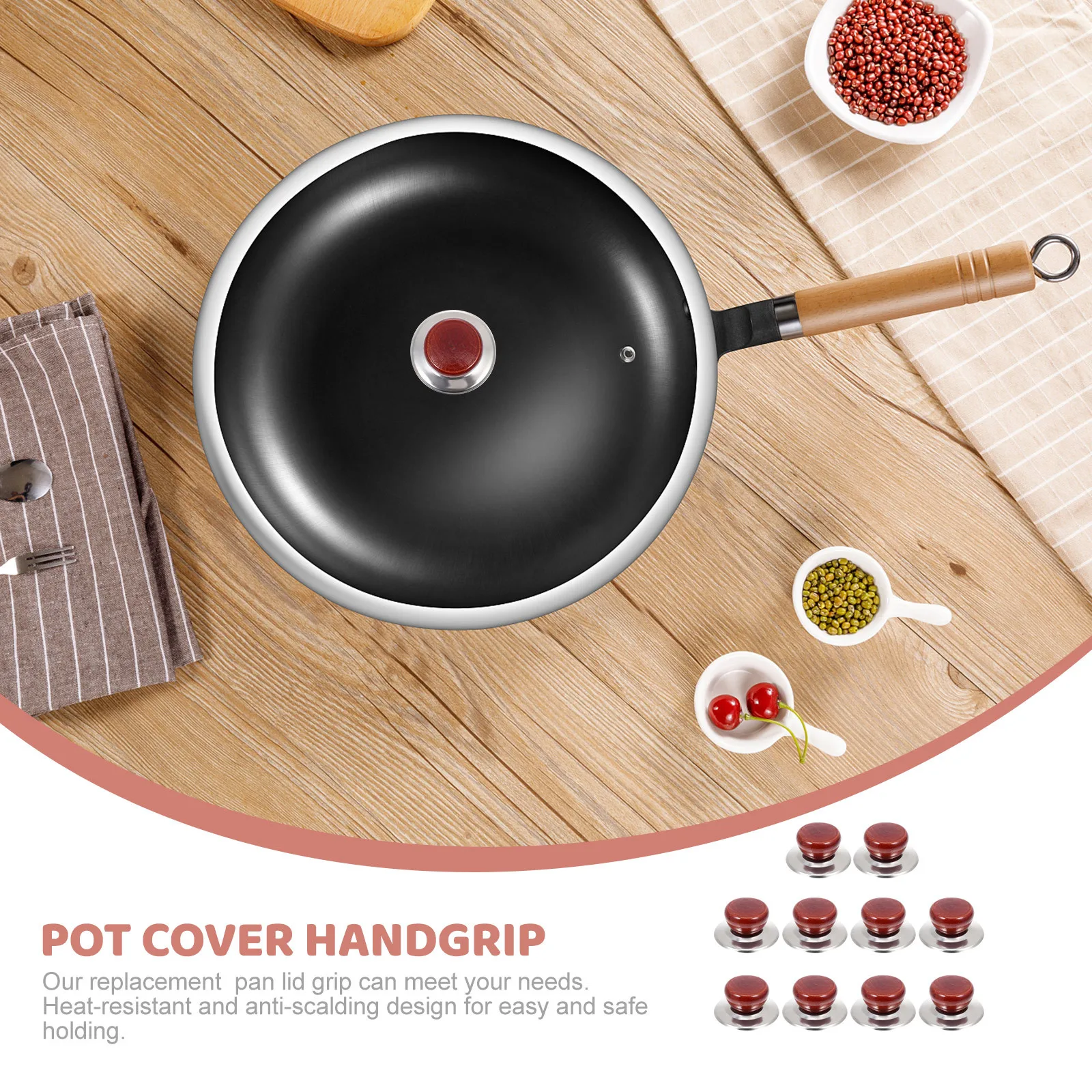 

10Sets Pot Lid Knobs Universal Replacement Handles Heat Resistant Kettle Lid Knobs Kitchen Pot Grip Pan Cover Handle