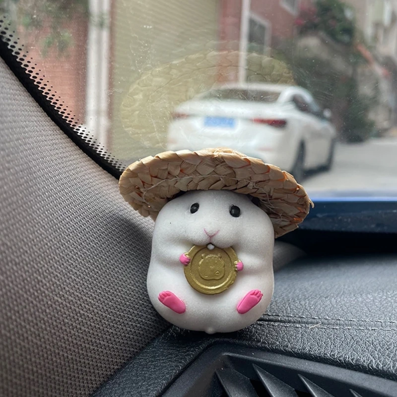 Fun Hamster Eating Seed Vehicle Figurine Attractive Hamster Car Decoration Hamster Dashboard Figure for Car Interior