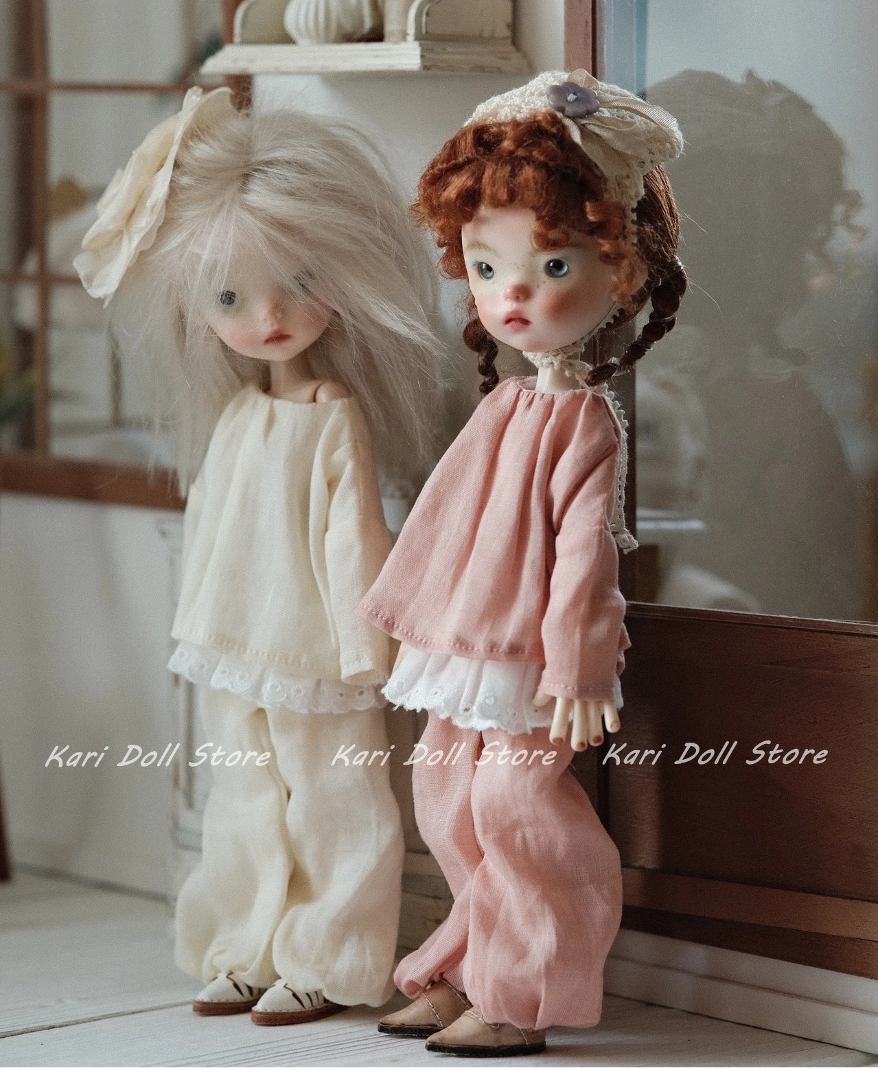 

Kari Doll Одежда и юбки Ленивая пижама розового и бежевого цвета для куклы Landazz Landoudou