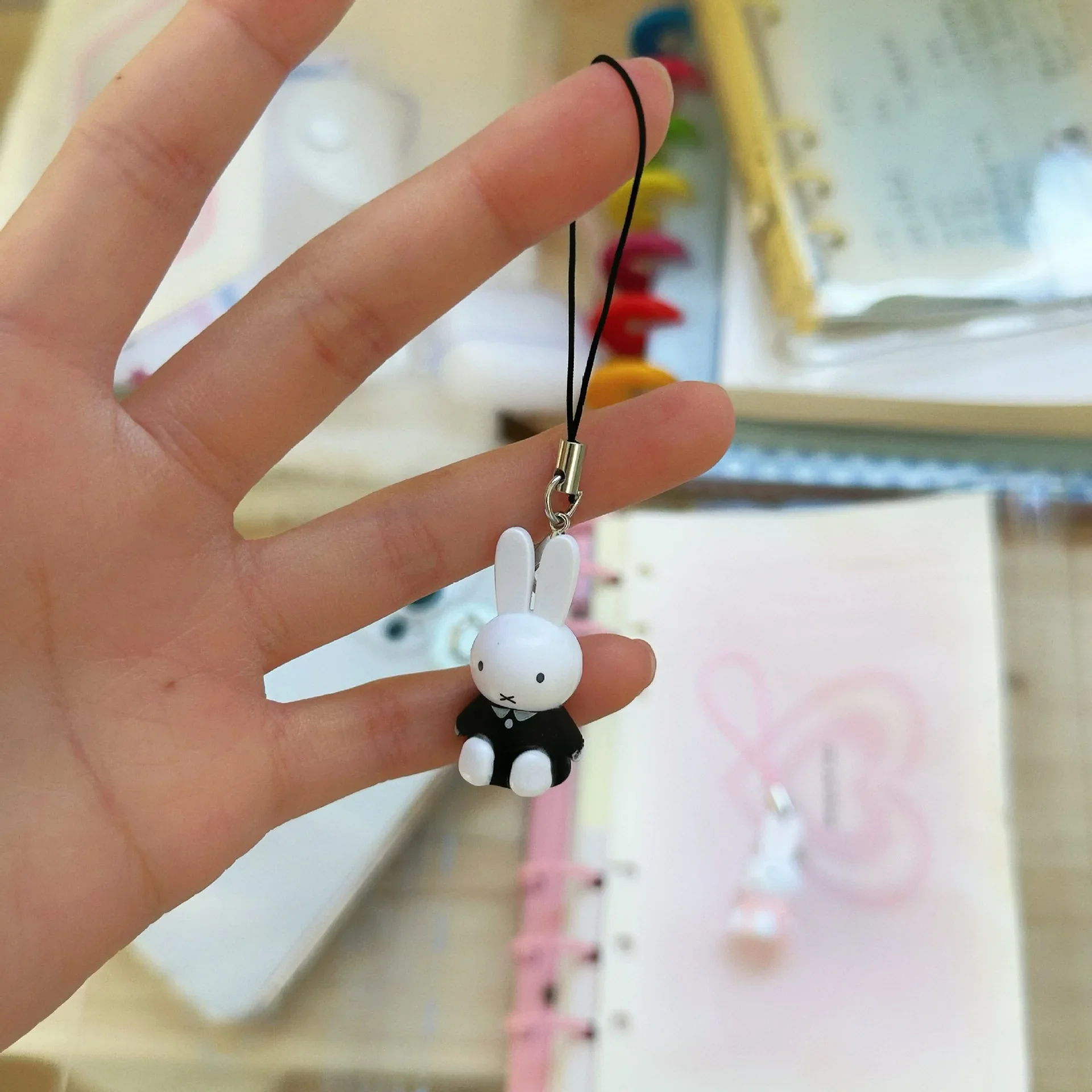 Portachiavi con coniglio Kawaii Cartoon Zaino carino Ornamenti pendenti Catena per cellulare Regalo di Natale