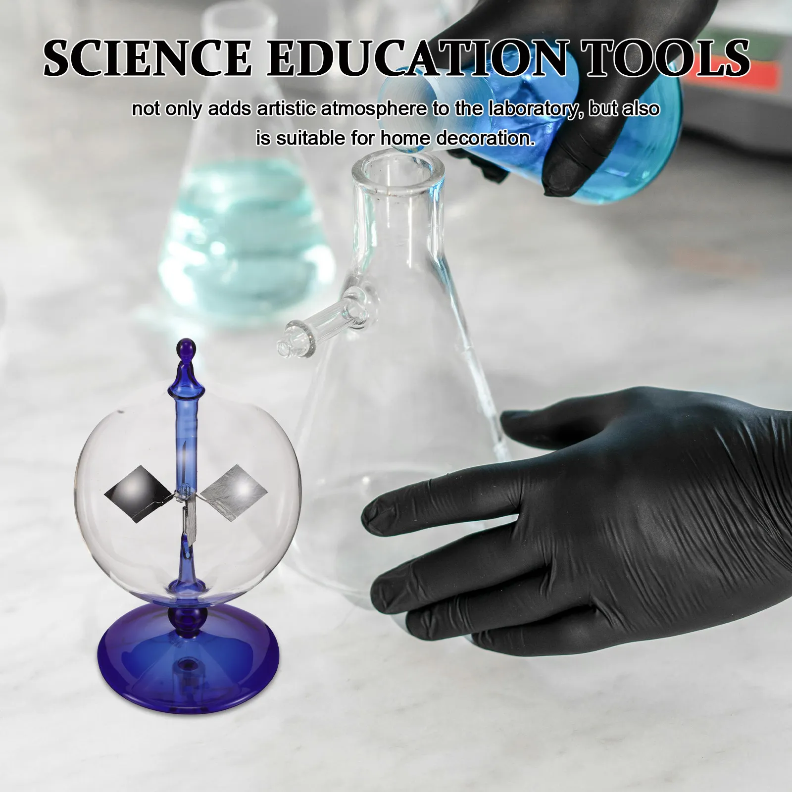 Solar Radiometer Light Mill Crookes Radiometer Featuring Precision Crafted Colored Glass Rotating Vanes for Classroom Education