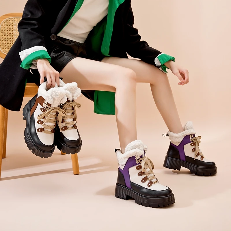 Botas de Nieve AIYUQI para Mujer, Novedad 2026, Zapatos de Invierno para Mujer, Antideslizantes, Planas, Talla Grande, Botines de Piel Auténtica para Mujer