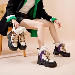AIYUQI Snow Boots Women 2026 new Women Winter Shoes Non-slip Flat Large Size Real Leather Women Ankle Boots
