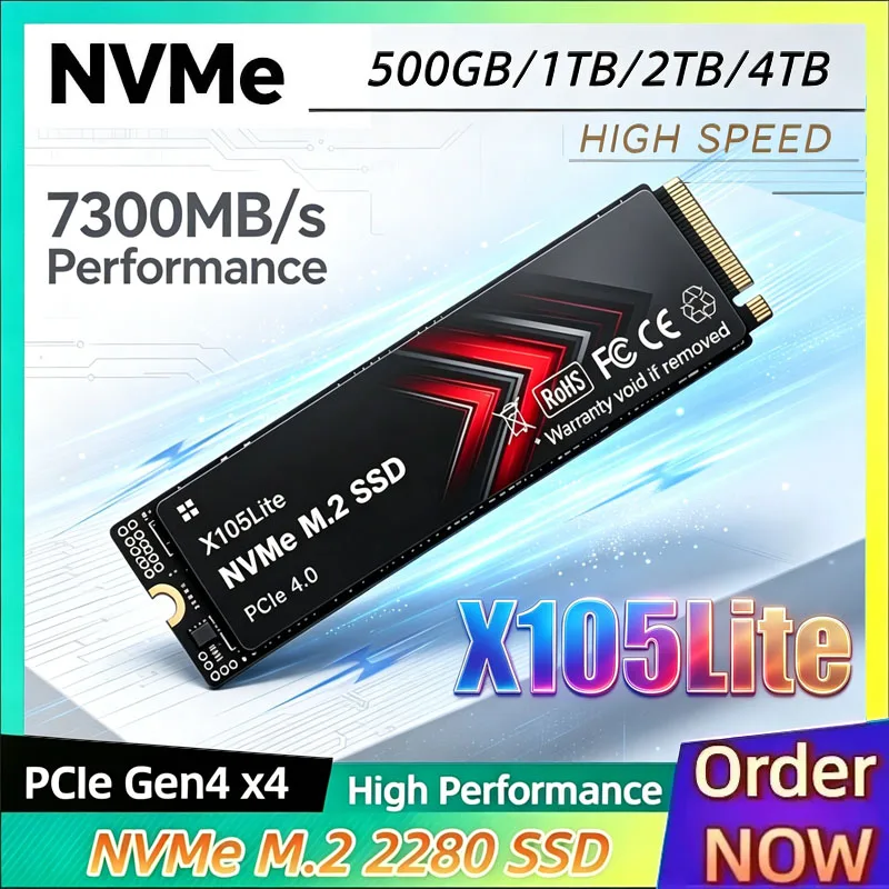 

X105Lite M2 NVMe PCIe 3.0 Gen3 Solid State Disk 256GB 1TB 2TB High‑Speed Internal Storage for Notebook Desktop PS4
