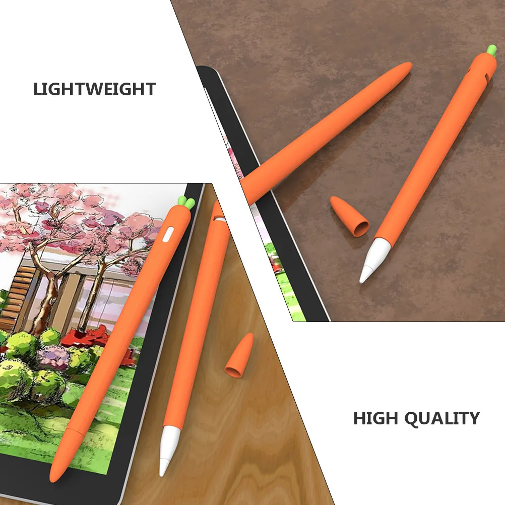 

Силиконовый защитный чехол для стилуса в форме морковки для Pencil 2, оранжевый, с удобным нескользящим захватом, снижает давление на суставы пальцев