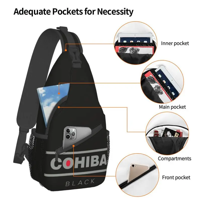 Cool Cuban Cigars Cohiba Logo Crossbody Sling Backpack Men Shoulder Chest Bag for Camping Biking