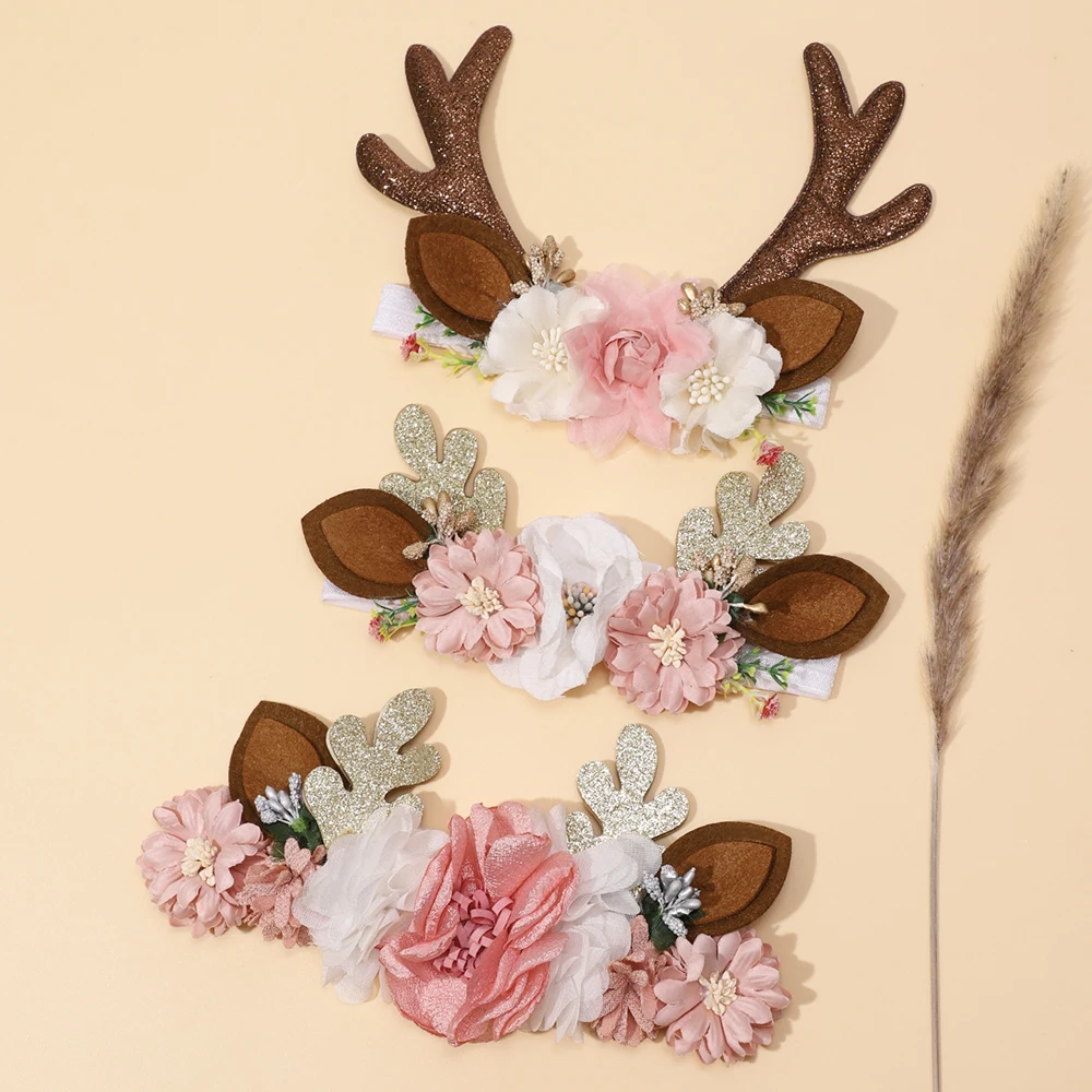 Diadema navideña para bebé, traje de alce para niños recién nacidos, accesorios para bebé, decoración navideña, tocado para cabeza para niño