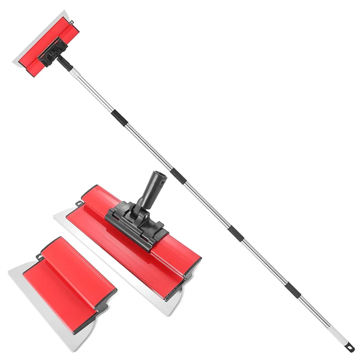 Conjunto de lâminas de skimming para drywall A002, lâminas de aço inoxidável de 10 polegadas e 16 polegadas + pólo extensível de 34-81,6 polegadas para alisar faca de drywall