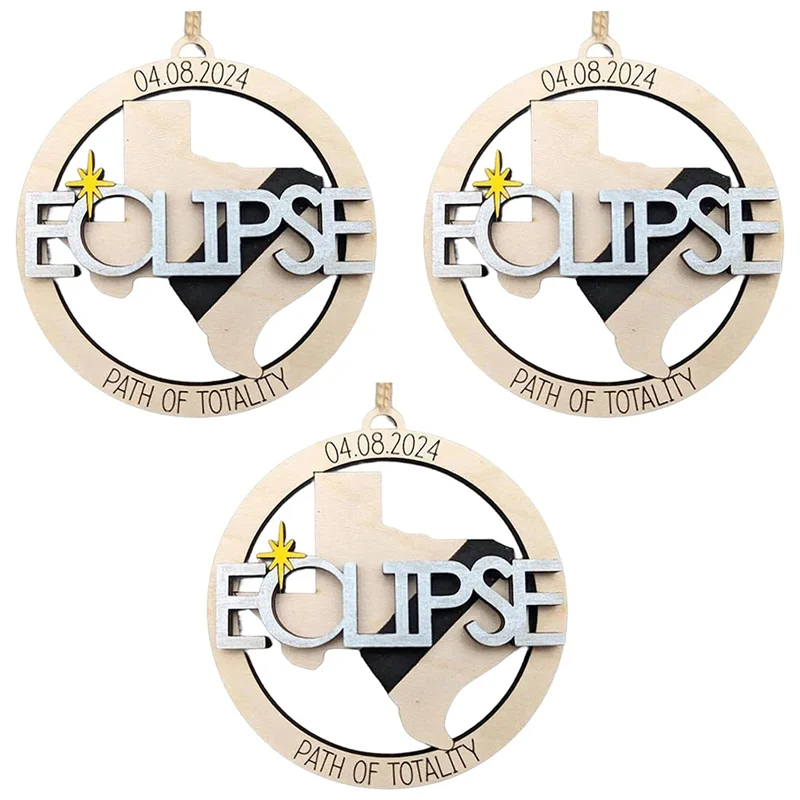 ABSS-Solar Eclipse Decorations, Total Solar Eclipse Souvenirs 2024 Total Solar Eclipse Hanging Ornament Gifts, 3 Pieces