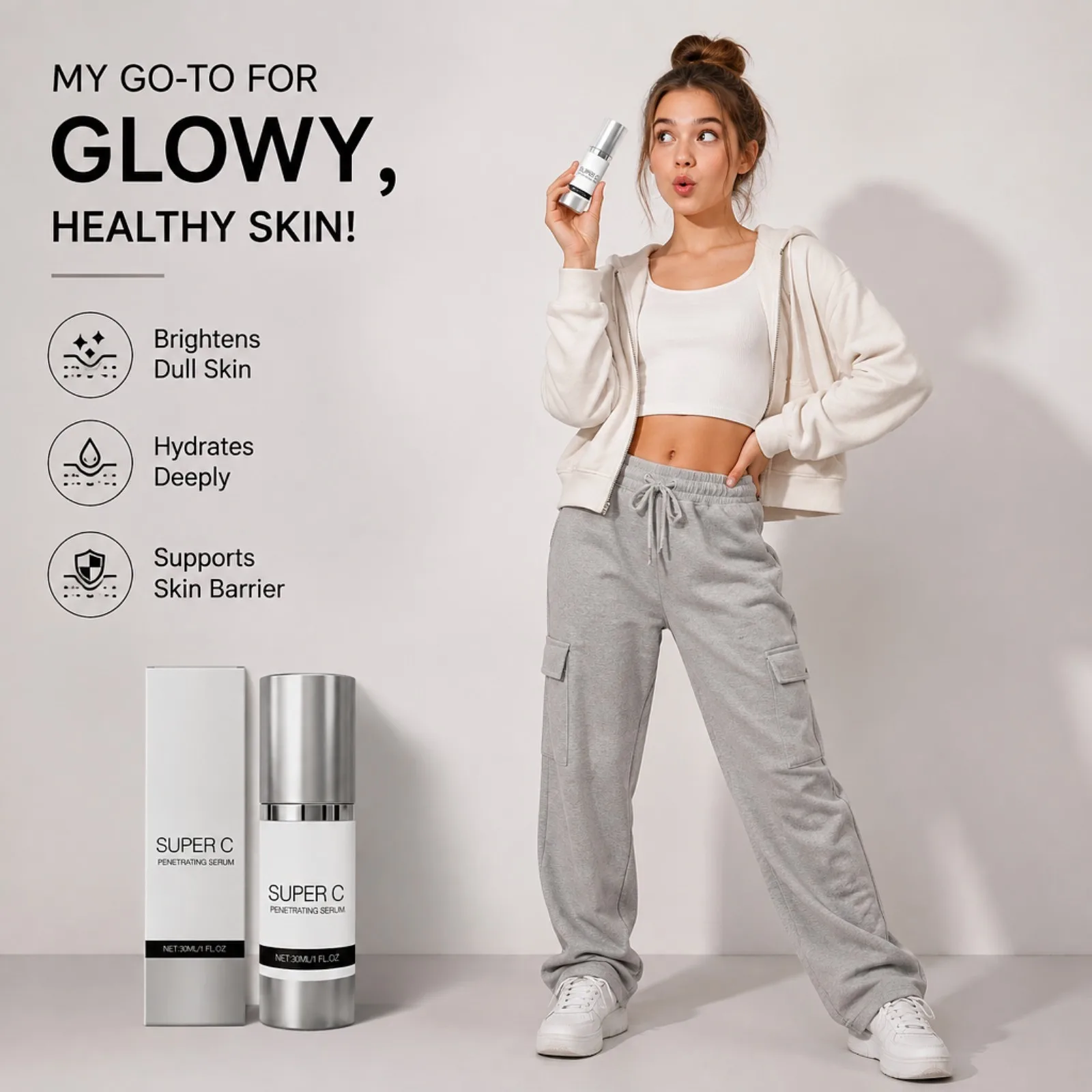 Vitamin C Penetrating Serum Firming Shrink Facial Hydrating Skin Smoothing for Even Skin Tone Daily Home Facial Skincare Essence