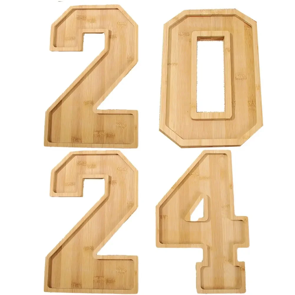 1pc Large Size 2024 Charcuterie Numbers Fillable Graduation Decorations,Wood Charcuterie Boards 11.8 Inches Good Material