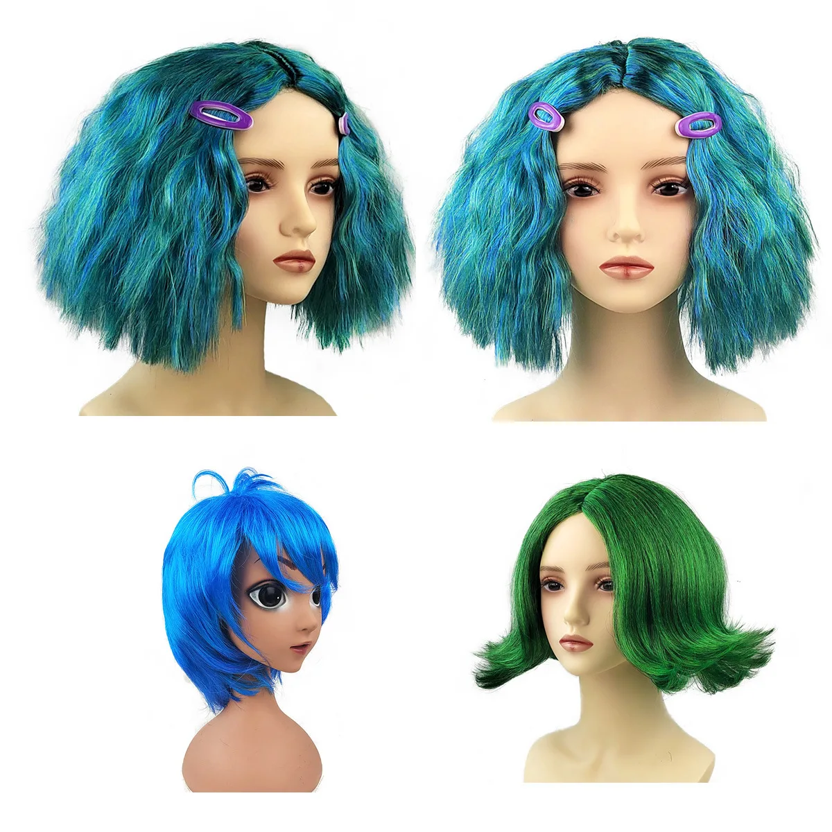 Anime Kawaii Inside Out 2 Joy Sadness Wig Cos Character Play Headgear Disgust Anxiety Animation Peripheral Cosplay Headgear Gift