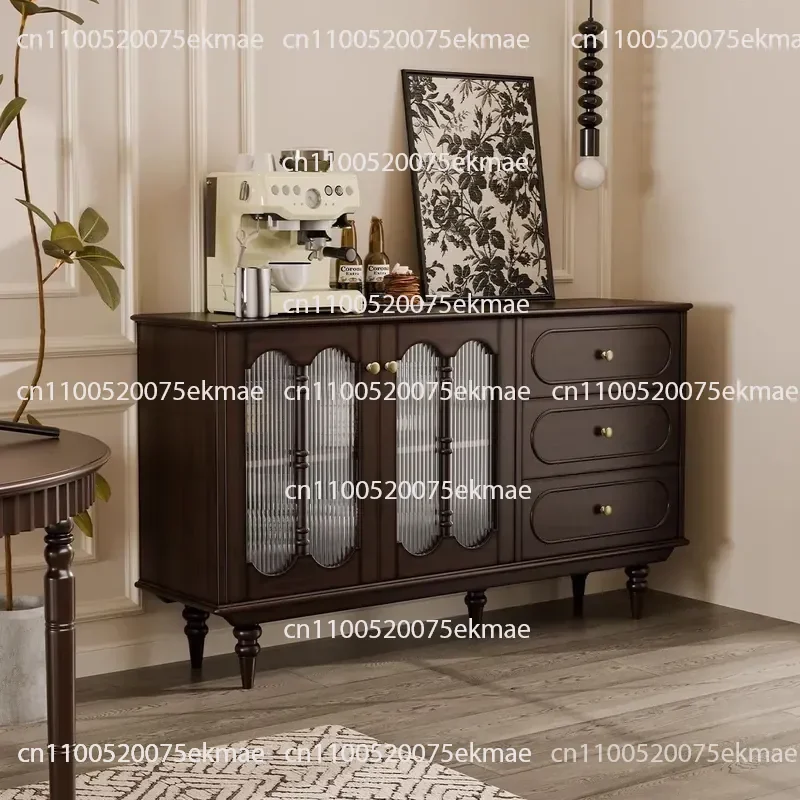 Retro Dining Side Solid Wood Against The Wall Integrated Locker French Multi-functional Living Room Advanced Storage Cabinet