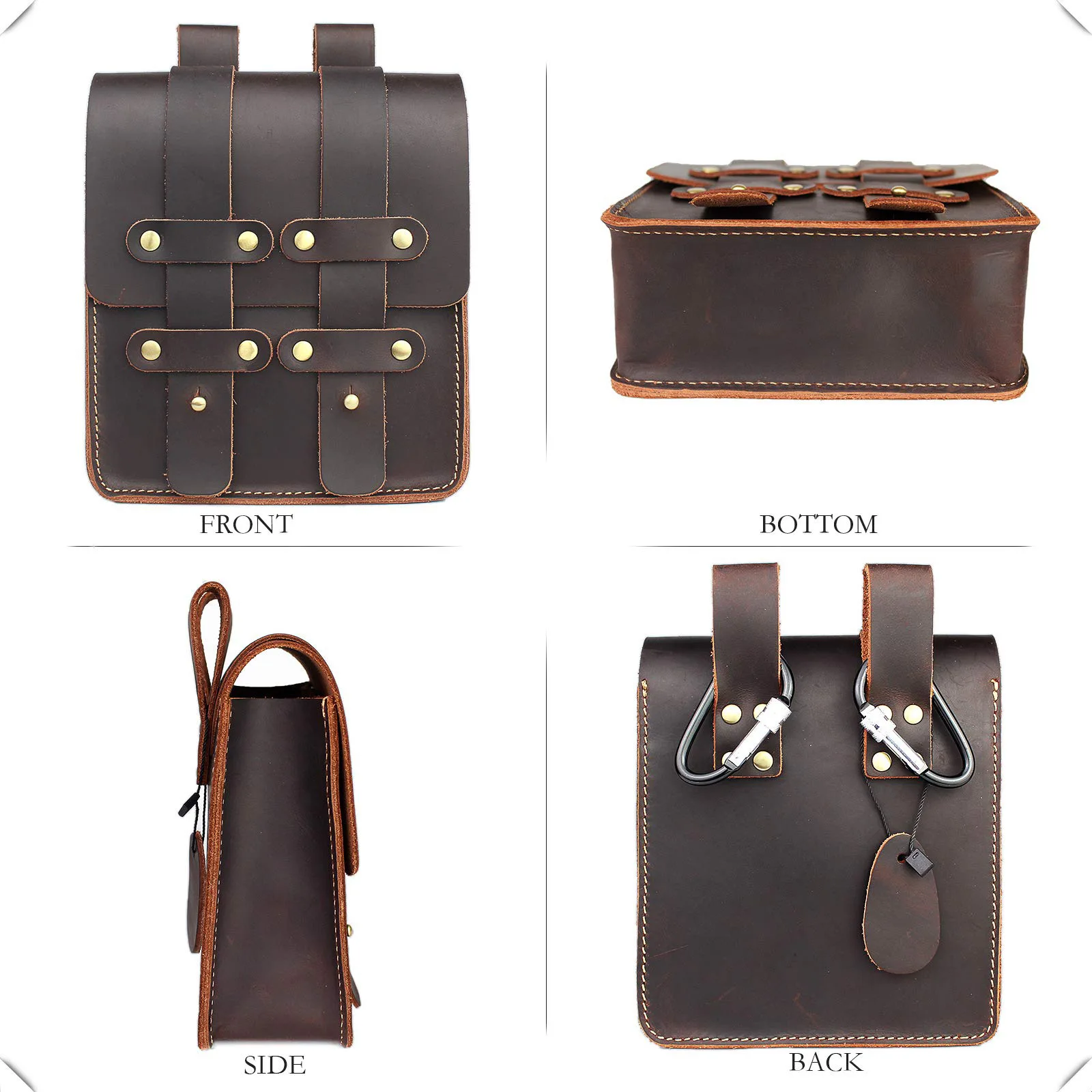 3615 Riñonera informal retro para hombres y mujeres, bolso para teléfono de cuero genuino Crazy Horse, bolso deportivo para exteriores