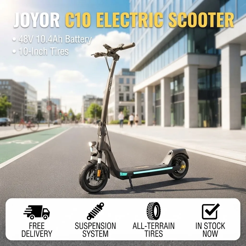 Joyor C10E, Monopattino Elettrico Con Certificazione Abe, 48V, Batteria Rimovibile Da 10,4 Ah, Monopattini Elettrici, Pneumatici Da 10 Pollici.-image
