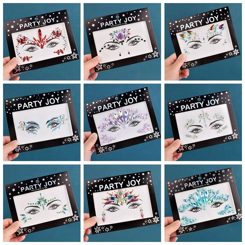 3D Crystal Face Tattoo Sticker Sexy Glitter Jewels Temporary Tattoo Party Holiday Makeup Tattoo Sticker Body Art Beauty Sticker