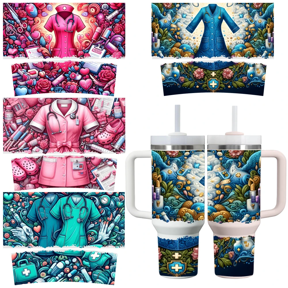 4 Sheets Medical Artwork UV DTF Stickers for 40oz Tumblers Waterproof DIY Decals UV DTF Adhesive Waterproof DIY Cup And Mug