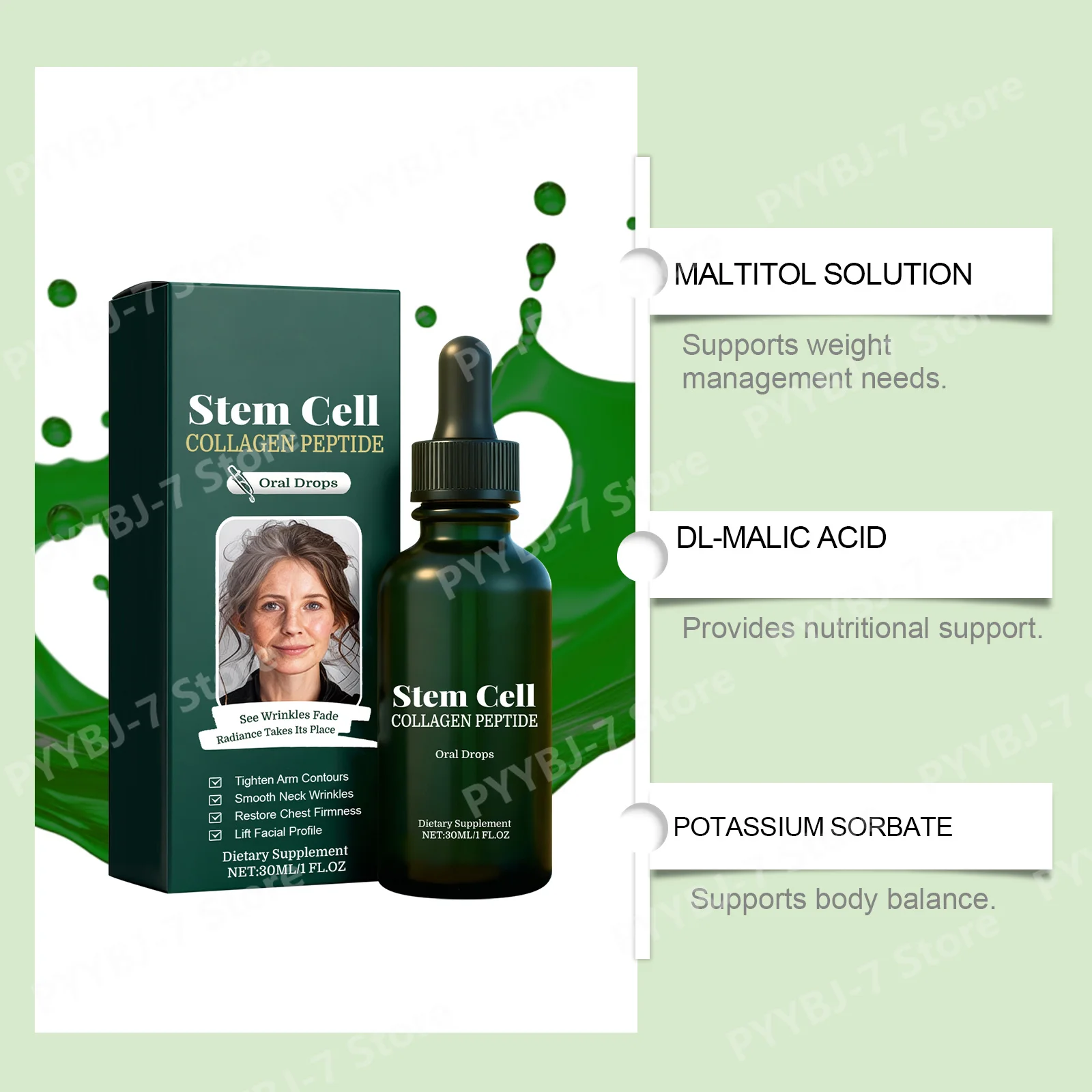 Collagen Peptide Oral Drops with Vitamin C Grape Seed Extract  Amino Acids Skin Beauty anti-Wrinkle & Skin Firmness Support 30mL