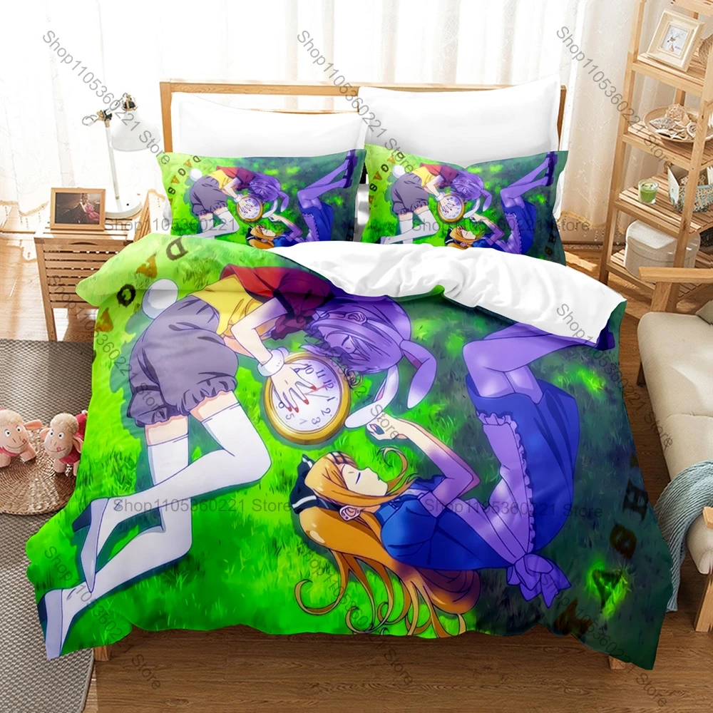Cool Shikada Kokonotsu Hotaru Dagashi Shop Retro Candy Print Duvet Cover + 2 Pillowcases Anime Fans 3pcs Bedding Set