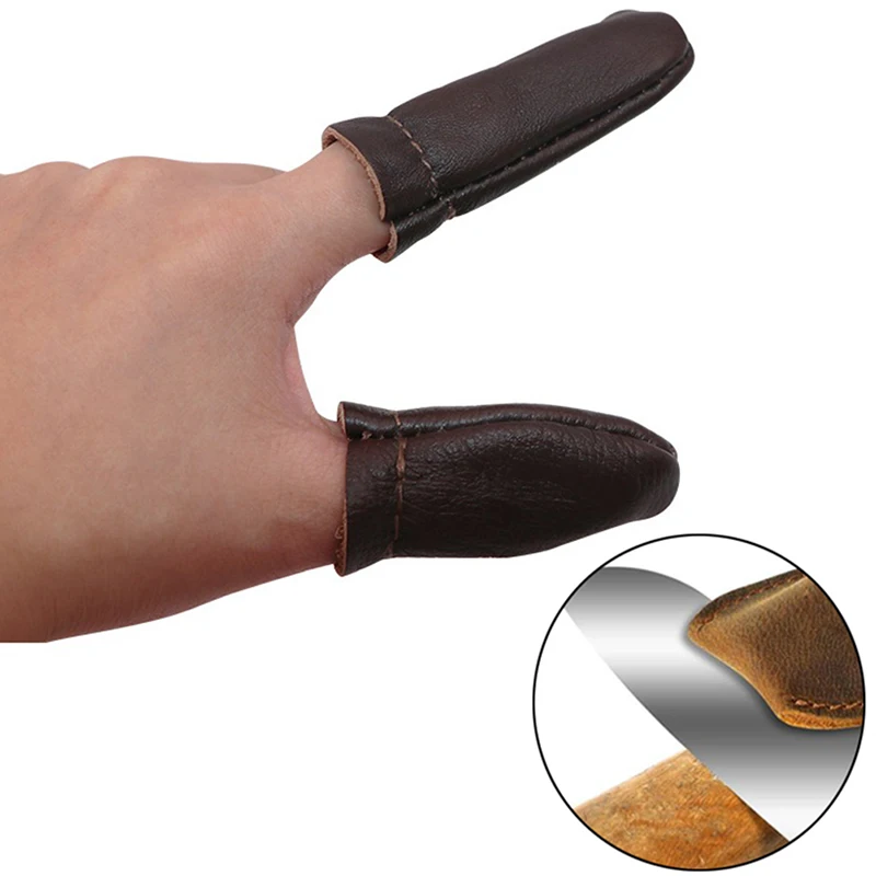 1/2Pcs Soft Leather Needle Felting Finger Protectors / Guards Thumb Index Finger Protection Guard Hand Craft Embroidery Tool