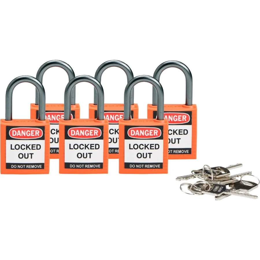

Compact Safety Locks in Orange with Keyed Different Configuration 6-Pack Ideal for Secure Storage Solutions in Residential Comm