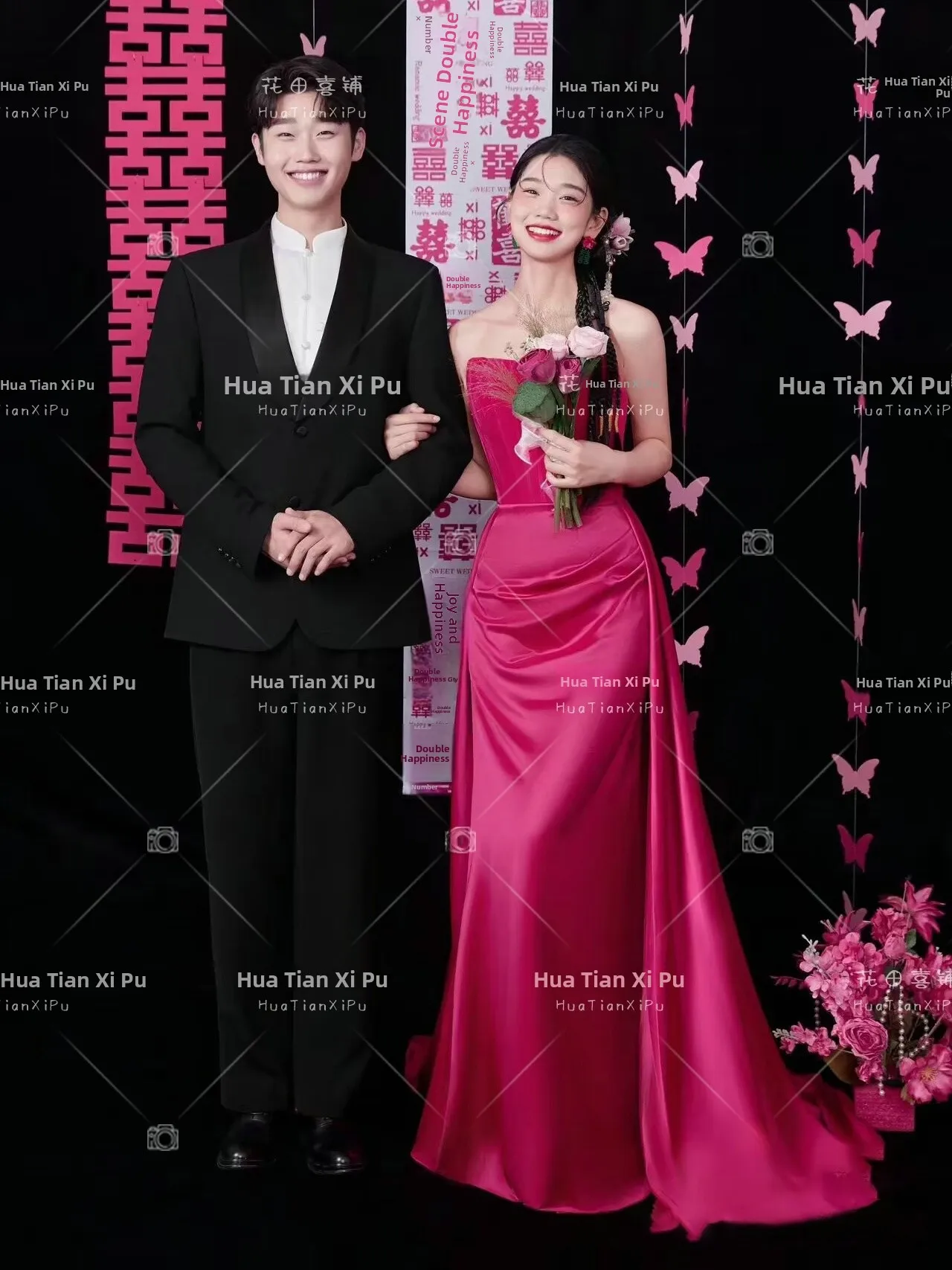 

Retro Wedding Photography Couples' Clothing New Bride's Drinking Ceremony Morning Robe Studio Theme Chinese Wedding Dress