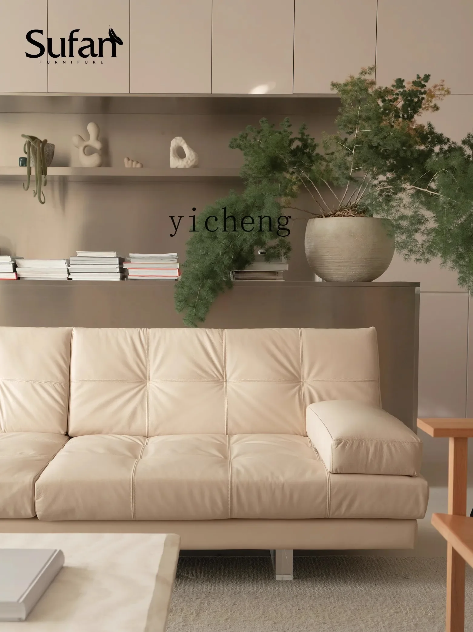 a6 Suspension Sofa/Mid-Ancient Imported Napa Cowhide Leather down Simple Soft Bag Leather Art