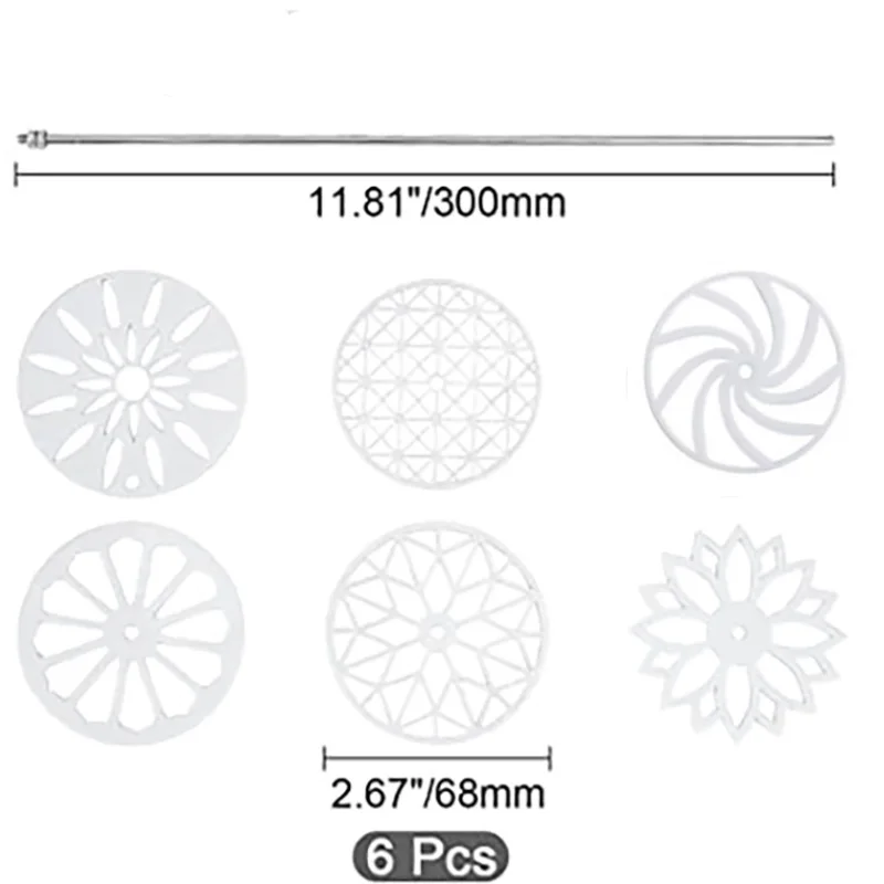 Round Soap Mold Tools, Silicone Swirl Partition Flower Templates, Soap Kaleidoscope, Pull Through Mould with Stick, 6 Styles,