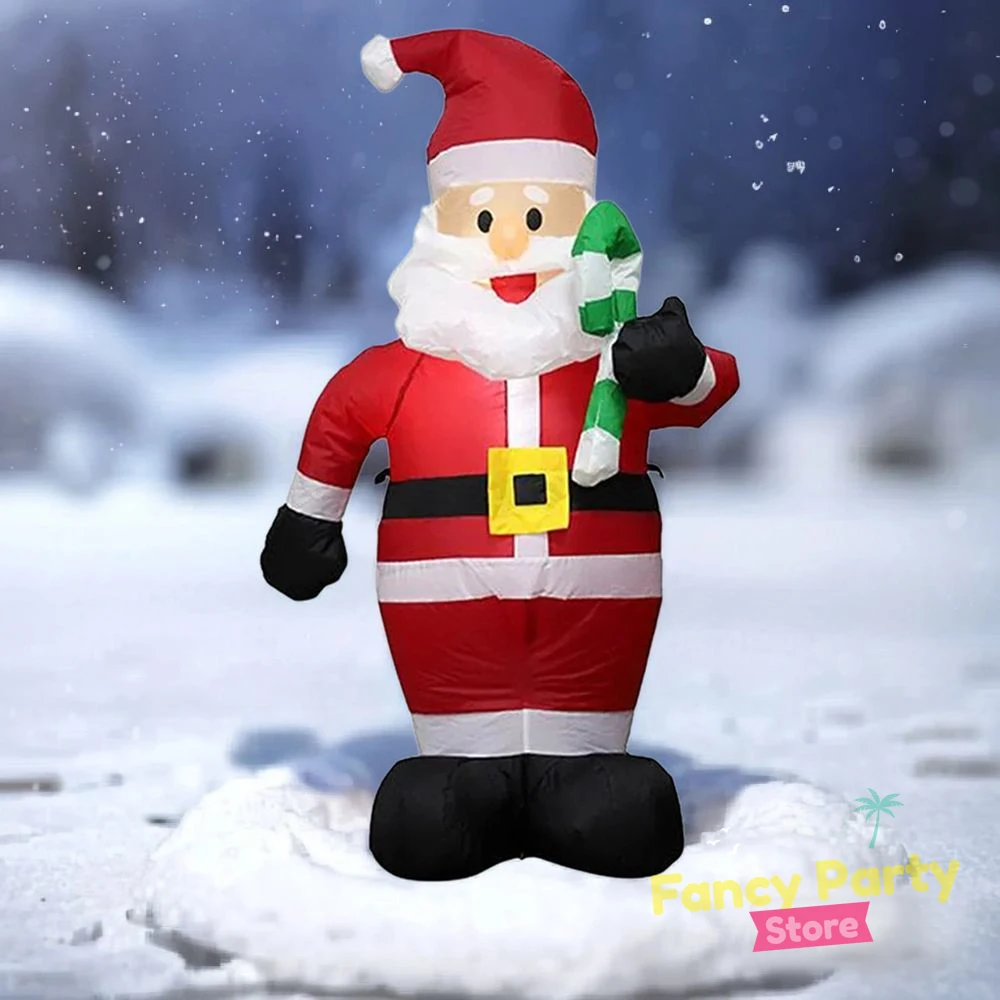 

1.2m Inflatable Candy Cane Santa with LED Lights - Great for Indoor/Outdoor Christmas Party Decorations and Yard Props