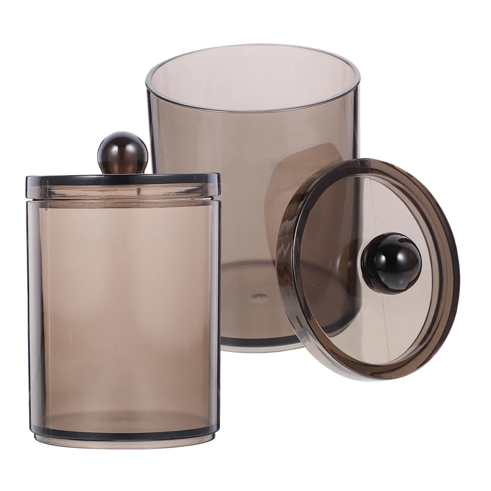 

2 Pcs Cotton Swab Box Jars Black Transparent Storage Bathroom Organization Countertop Holder Organizer Durable Compact