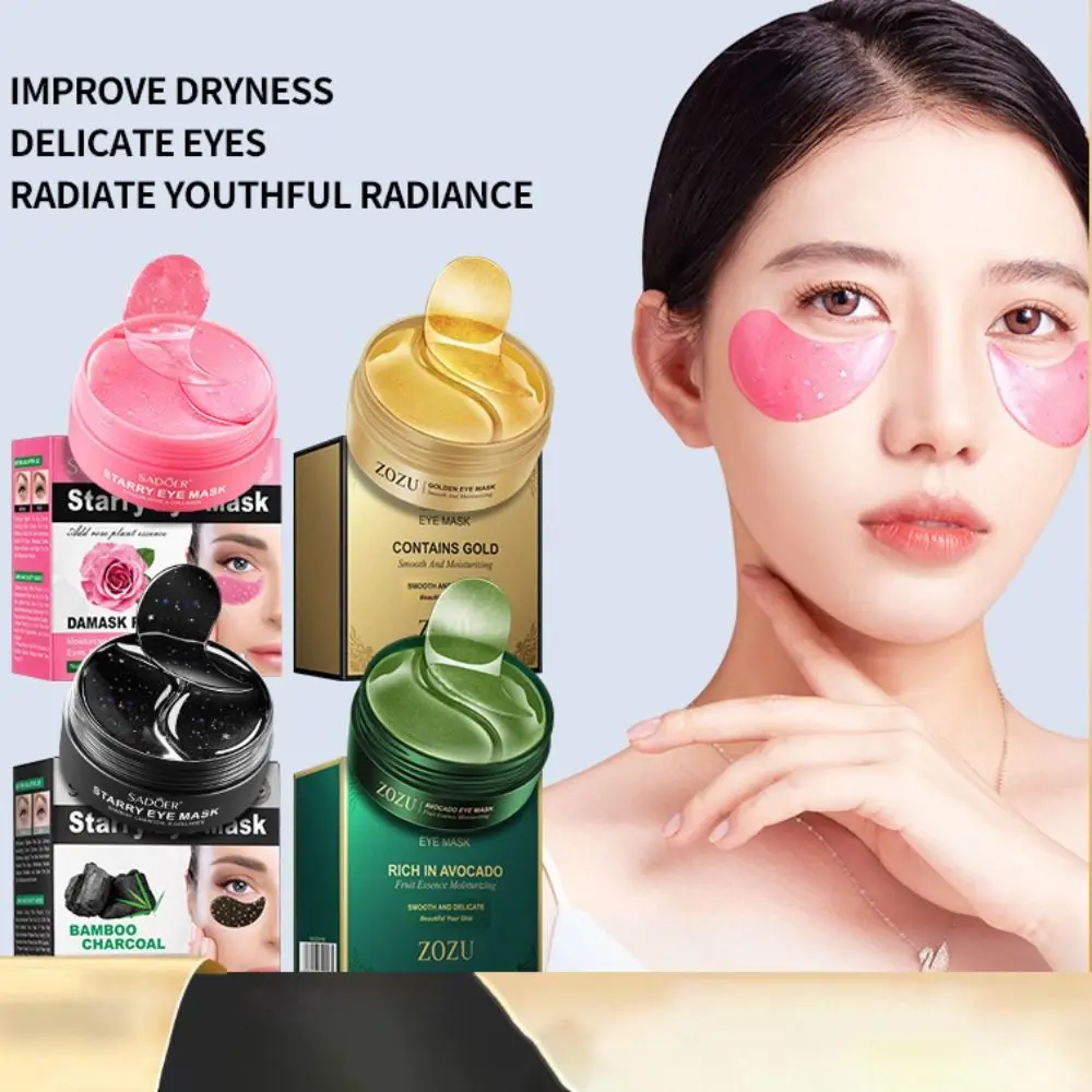 60pcs Pack Moisturizing Collagen Eye Mask Firming Collagen Infused Rose Starry Eye Mask Anti Dark Circles Eye Patches