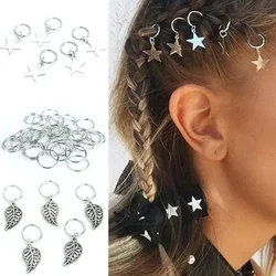 5-8 Pcs Metal Hair Braiding Rings African Cuffs Tubes Charms Dreadlock Beads Hair Braids Jewelry Braider Decorations Accessories