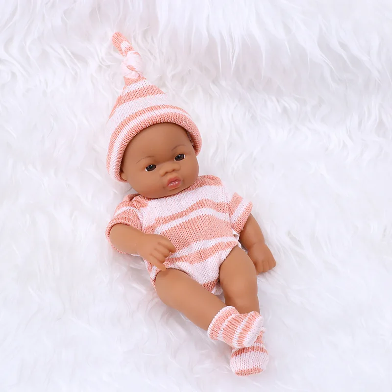 Brown Reborn Dolls Mini Soft and Full Body Vinyl Newborn Doll 20cm Baby Toys Soft Touch High Quality Doll for Children Toys Gift