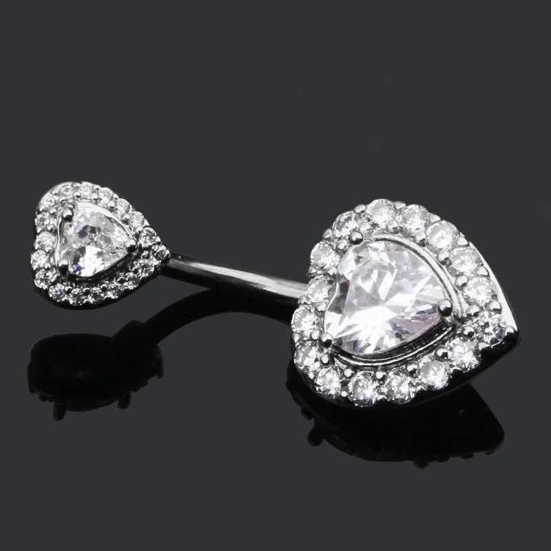 Zircon Crystal Belly Button Rings For Women Nombril Ombligo Navel Ring Surgical Steel Barbell Heart Round Body Piercing Jewelry