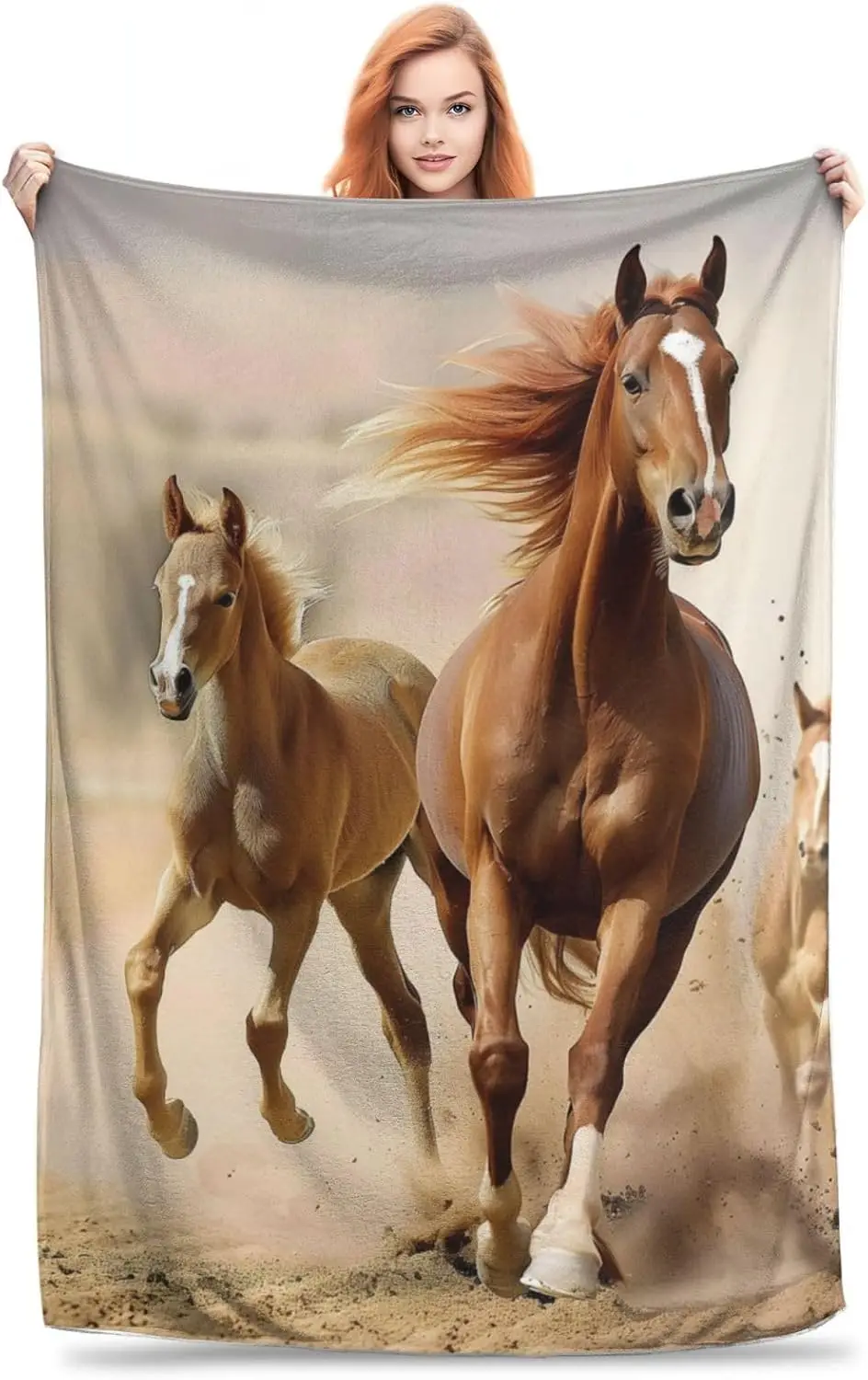 Horse Throw Blanket - Soft, Cozy and Warm Flannel - Lightweight Yet Fuzzy Perfect for Couch, Bed, and Travel - Embrace The