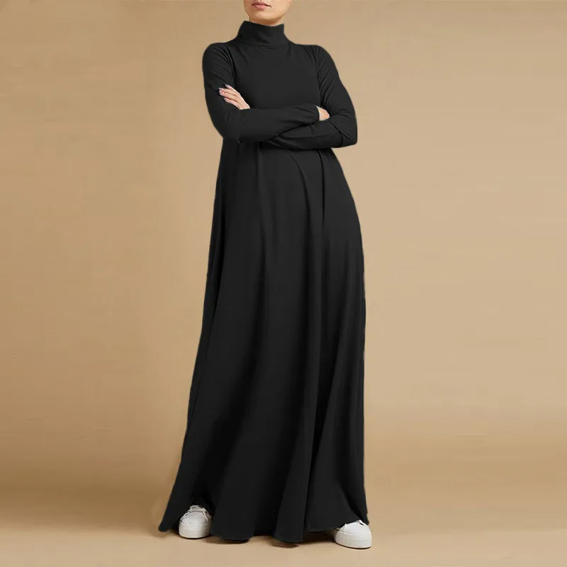 Popular Autumn Black Abaya For Dubai Women Girl Elegance Long Sleeve Dress Arabic Robe Evening Party Bangladesh Wear