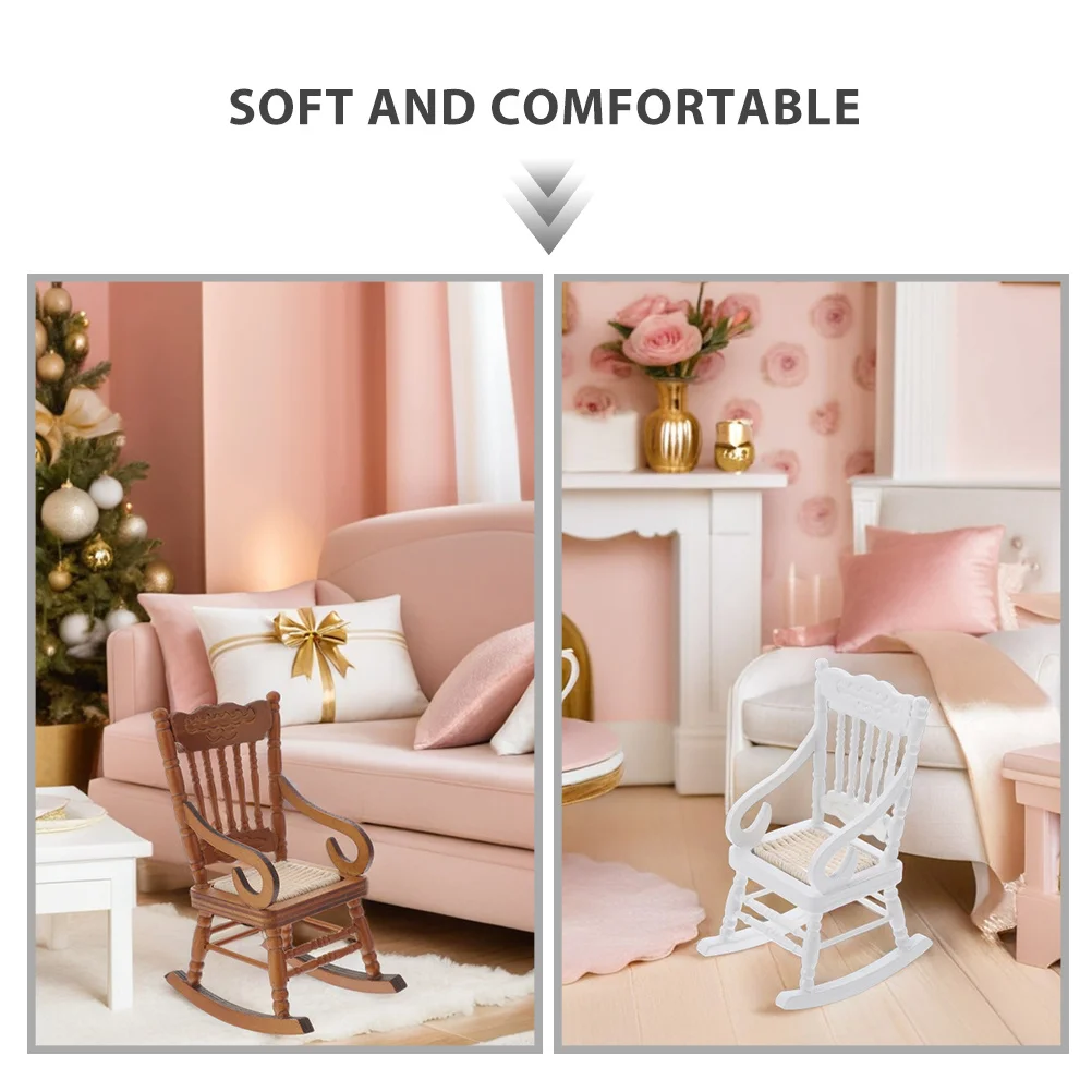 2 قطعة زينة عيد الميلاد أثاث صغير لكرسي هزاز مصغر لبيت الدمى