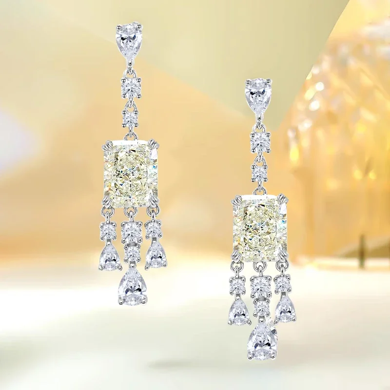 Fashionable Luxury Celebrity Style S925 Sterling Silver Earrings Set with High Carbon Diamond Engagement Gift Jewelry