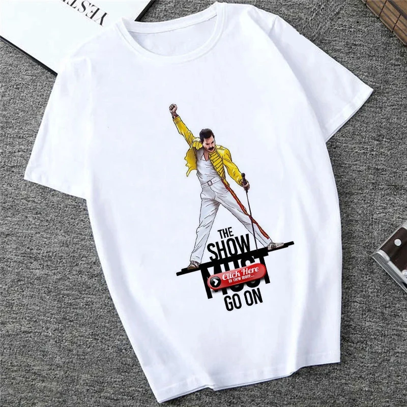 Freddie Mercury Short Sleeve T Shirt The Queen Band Graphic Print  T Shirt Fashion Casual  Crew Neck Plus Size T Shirt Women